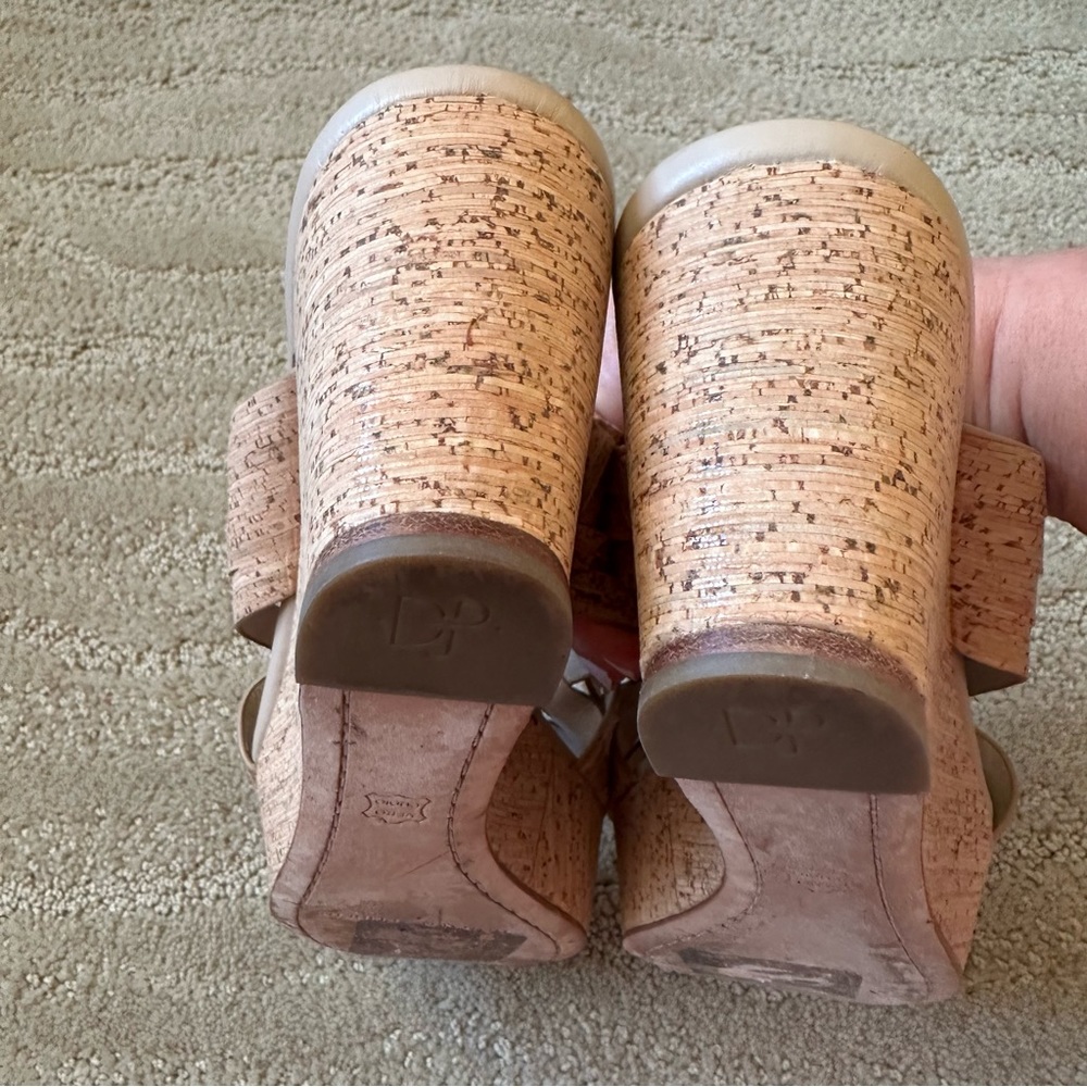 Donald J Pliner Flore Woven Strappy Platform Wedge Cork Slip On Sandals Tan 8.5 - Picture 14 of 16
